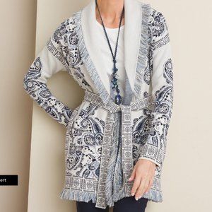 Chico's Wrap Fringed Cardigan